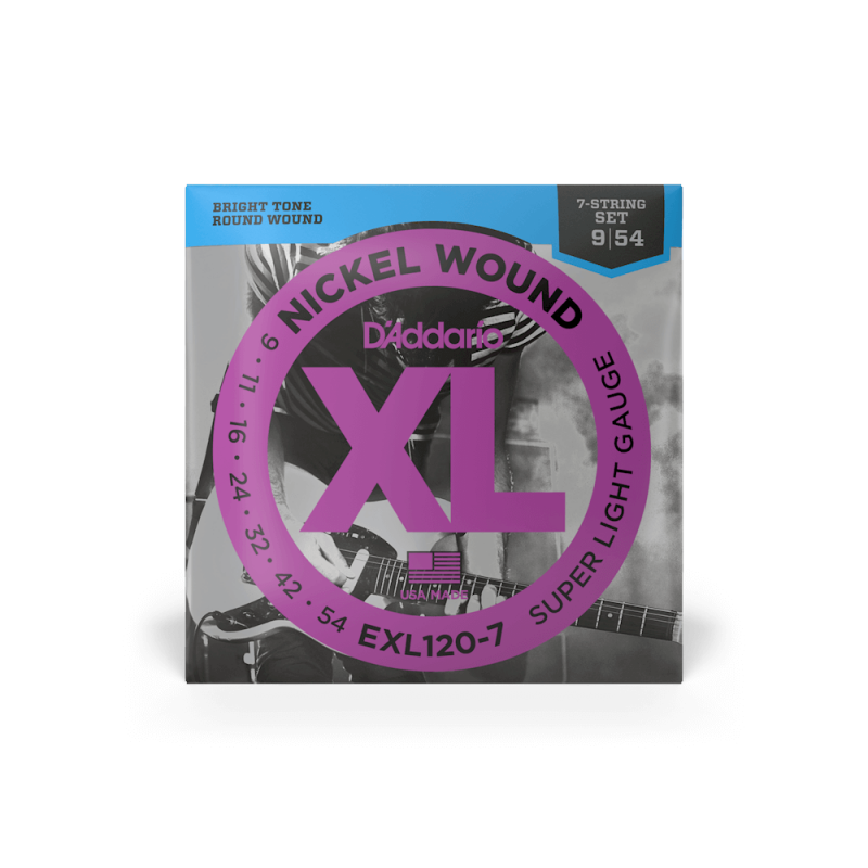 Набір струн D'ADDARIO EXL120-7 XL NICKEL WOUND SUPER LIGHT 7-STRING (09-54)